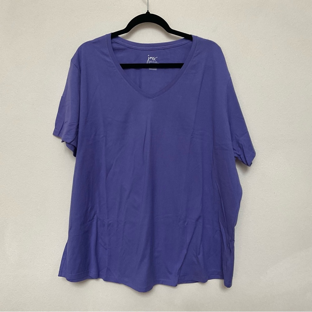 Just My Size JMS Purple V-Neck T-Shirt Size 4X Comfort Basic Lounge 26W/28W